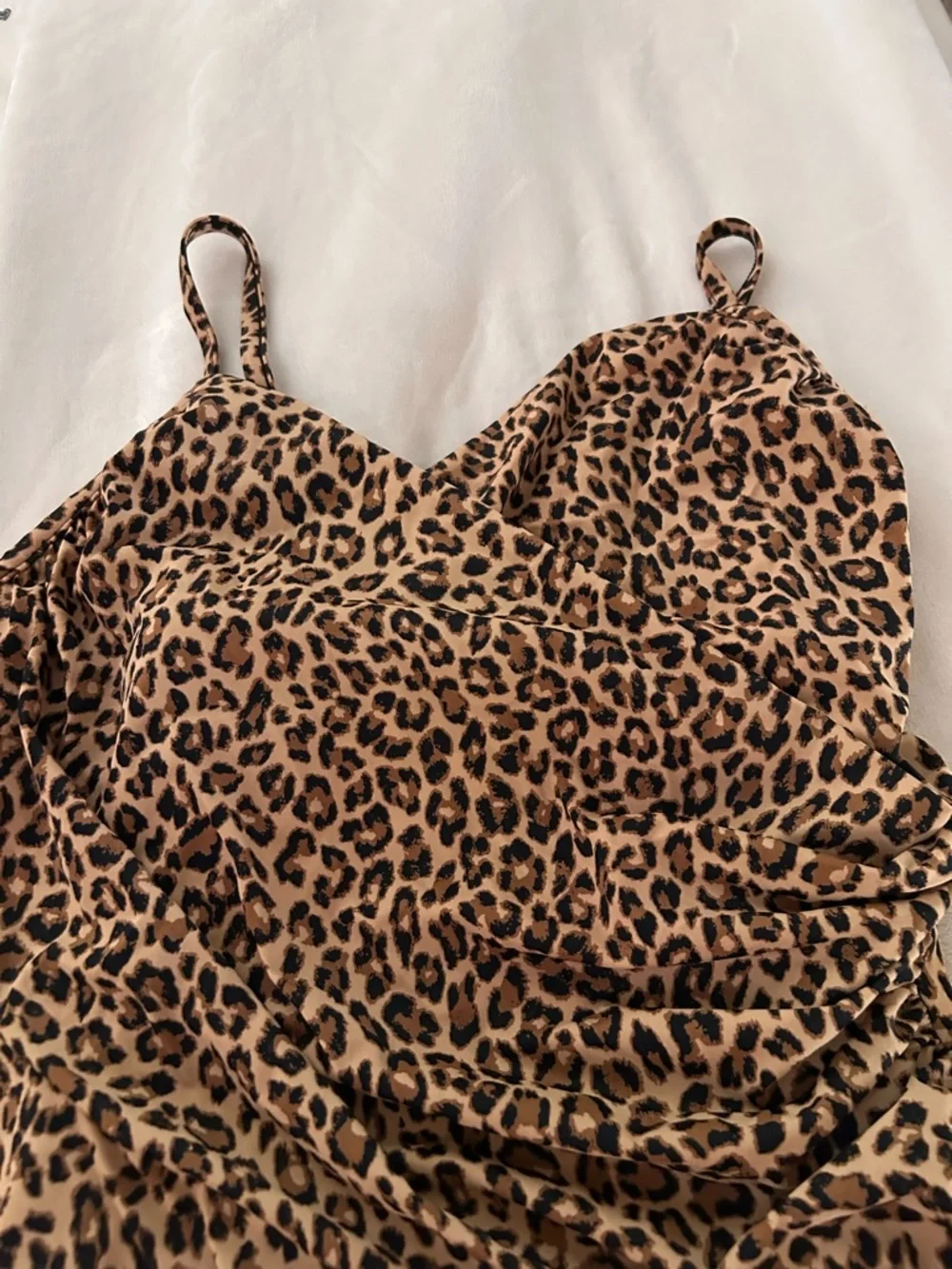 Aqua Green Leopard Print One-Piece Swimsuit in Tan and Black